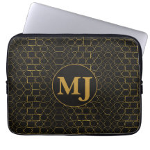 Persoonlijke Monogram Zwart & Goud Geometrische Ca
