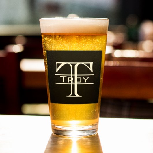 Persoonlijke Monogram Zwarte Blokletter Glas