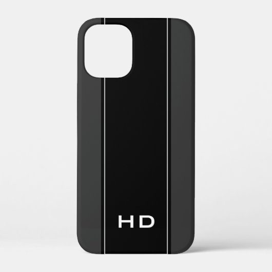 Persoonlijke monogram zwarte iPhone 12 hoes voor m (Achterkant)