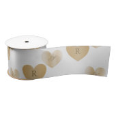 Persoonlijke monogrammen, dubbel gouden hart satijnen lint (Spoel)