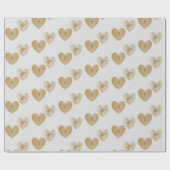 Persoonlijke monogrammen, dubbel gouden harten  cadeaupapier (Vlak)