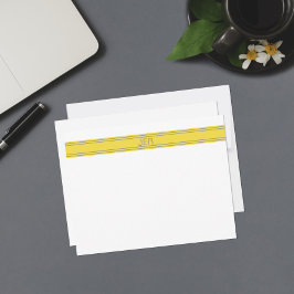 Persoonlijke Monogramnaam Beginletters Geel & Grij Notitiekaartje