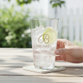Persoonlijke Monogramnaam Elegant Cadeau Glas