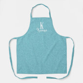 Persoonlijke monogramnaam elegante aqua blauwe tea schort (Voorkant)
