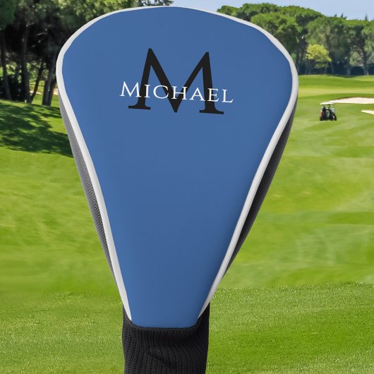 Persoonlijke Monogramnaam Initiaal Blauw Golfheadcover