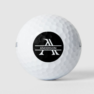 Persoonlijke monogramnaam Letter A Zwart Wit Golfballen