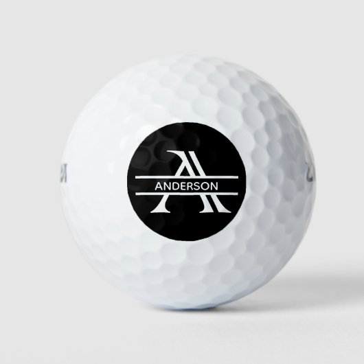 Persoonlijke monogramnaam Letter A Zwart Wit Golfballen (Voorkant)