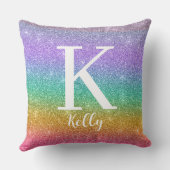 Persoonlijke Monogramnaam Nep Glitters Glanzend Kl Kussen (Achterkant)