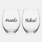 Persoonlijke Monogramnaam voor Koppels  Wijnglas Zonder Voet (Voorkant)