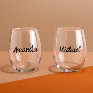 Persoonlijke Monogramnaam voor Koppels Wijnglas Zonder Voet
