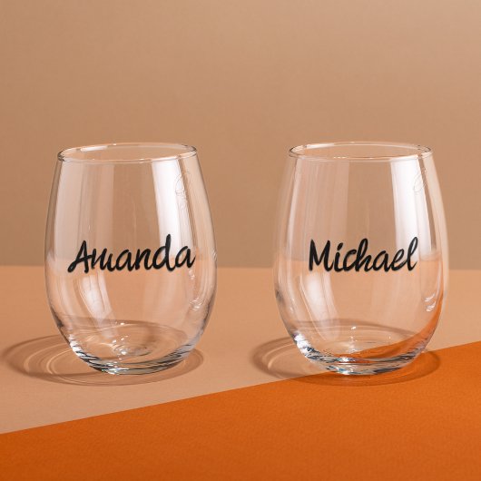 Persoonlijke Monogramnaam voor Koppels  Wijnglas Zonder Voet