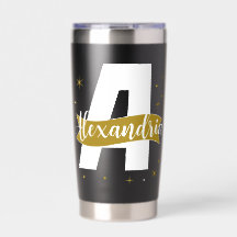 Persoonlijke Monogramnaam Zwart Wit Goud