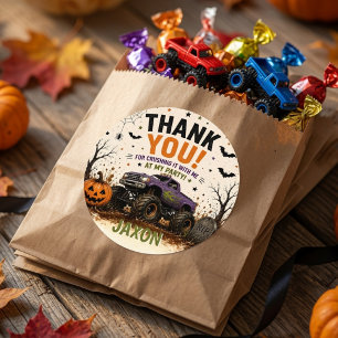 Persoonlijke Monster Truck Halloween Bedankt Ronde Sticker