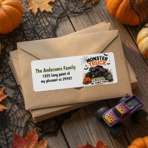Persoonlijke Monster Truck Halloween Etiket