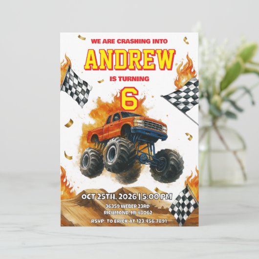 Persoonlijke Monster Truck off-road verjaardagsfee Kaart (Staand voorkant)