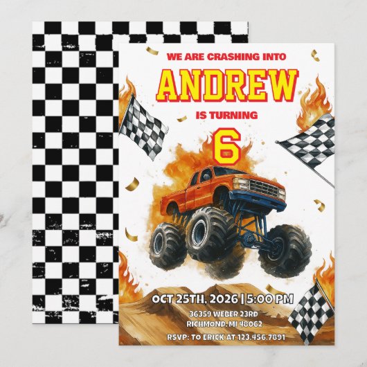 Persoonlijke Monster Truck off-road verjaardagsfee Kaart (Voorkant / Achterkant)