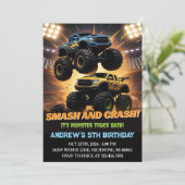 Persoonlijke Monster Truck Racing Verjaardagsfeest Kaart (Staand voorkant)