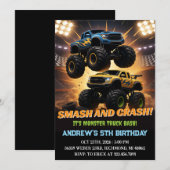 Persoonlijke Monster Truck Racing Verjaardagsfeest Kaart (Voorkant / Achterkant)