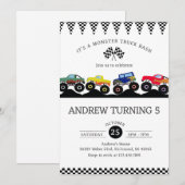 Persoonlijke Monster Truck Verjaardagsfeest Boom C Kaart (Voorkant / Achterkant)
