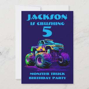 Persoonlijke Monster Truck Verjaardagsuitnodiging Kaart