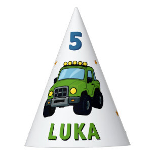 Persoonlijke Monstertruck Verjaardagsfeestje Feesthoedjes