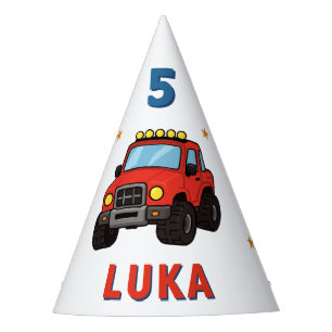 Persoonlijke Monstertruck Verjaardagsfeestje Feesthoedjes