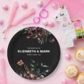 Persoonlijke Moody Waterverf Florals Wedding Papieren Bordje (Feest)