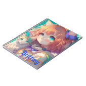 Persoonlijke Mooie Anime Meisje met Cute Kitten Notitieboek (Linkerzijde)