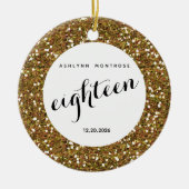 Persoonlijke Mooie Gouden Glitter Achttien Keramisch Ornament (Voorkant)