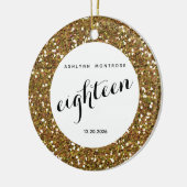 Persoonlijke Mooie Gouden Glitter Achttien Keramisch Ornament (Links)