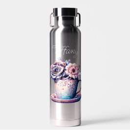 Persoonlijke mooie vintage theekop met bloemen waterfles
