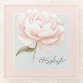 Persoonlijke mooie witte roze roos bloem glazen onderzetter
