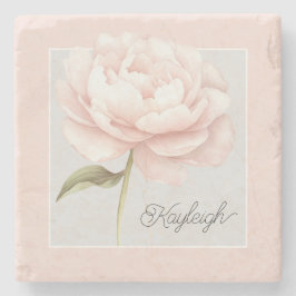 Persoonlijke mooie witte roze roos bloem stenen onderzetter