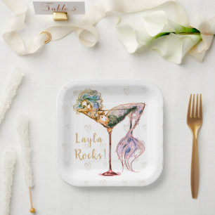 Persoonlijke mooie zeemeermin martini papieren bordje