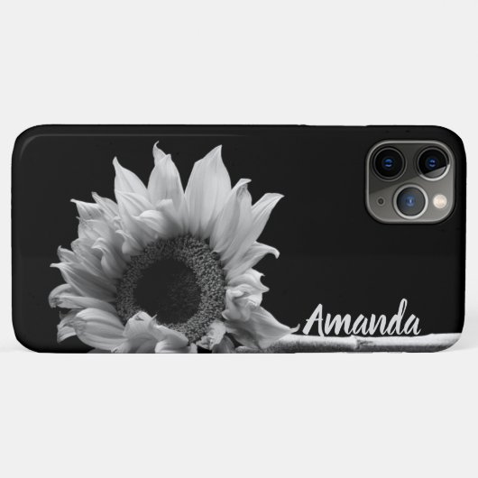 Persoonlijke mooie zonnebloem in zwart-wit Case-Mate iPhone case (Achterkant (horizontaal))