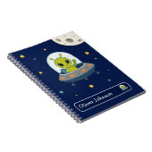 Persoonlijke Mop Alien Ruimte Maan Naam School Notitieboek (Rechterzijde)