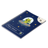 Persoonlijke Mop Alien Ruimte Maan Naam School Notitieboek (Linkerzijde)