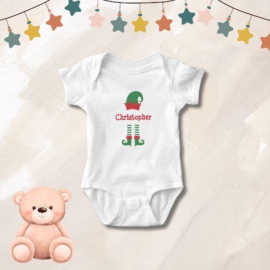 Persoonlijke Mop Baby Elf Kerstvakantie Romper