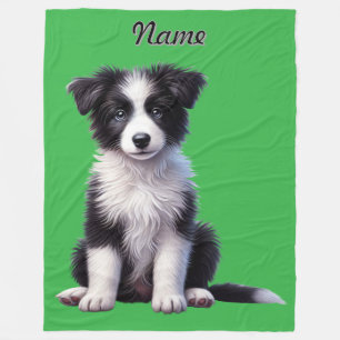 Persoonlijke Mop Border Collie Puppy Fleece Deken