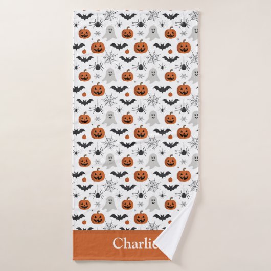 Persoonlijke Mop Halloween Badhanddoek (Badhanddoek)