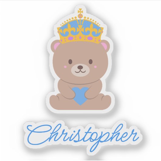 Persoonlijke Mop Kawaii Blauwe Koninklijke Prins B Sticker (Voorkant)