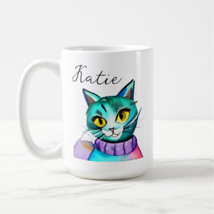 Persoonlijke Mopige Blauwe Kittkat Koffiemok