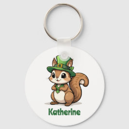 Persoonlijke Mopige St. Patrick's Day Eekhoorn Sleutelhanger