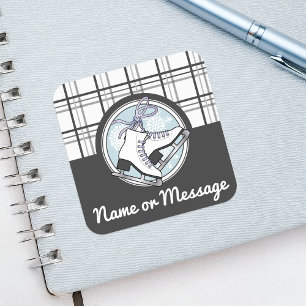 Persoonlijke Moppe Moderne Schotse IJsschaatsen Vierkante Sticker