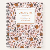 Persoonlijke Moppertjes Roze Halloween Geesten Pom Notitieboek (Voorkant)