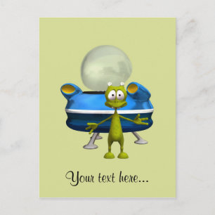 Persoonlijke Moppige Alien UFO Ruimte Cartoon Briefkaart