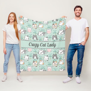 Persoonlijke Moppige Katten Mintgroen Grijs Roze Fleece Deken
