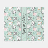 Persoonlijke Moppige Katten Mintgroen Grijs Roze Fleece Deken (Voorkant (Horizontaal))