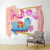 Persoonlijke Moppige Meisjesachtige Dinosaurus 2 J Wandkleed (In Situ (horizontaal))