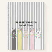 Persoonlijke Moppige Retro Kleurrijke Llama's Kind Notitieboek (Voorkant)